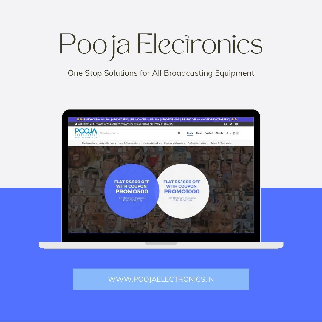 Pooja Electronics Professional Audio Video WooCommerce Website